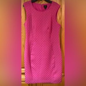 Worthington Fuchsia Pink Textured Woven Pattern Sheath Career Business Dress 6